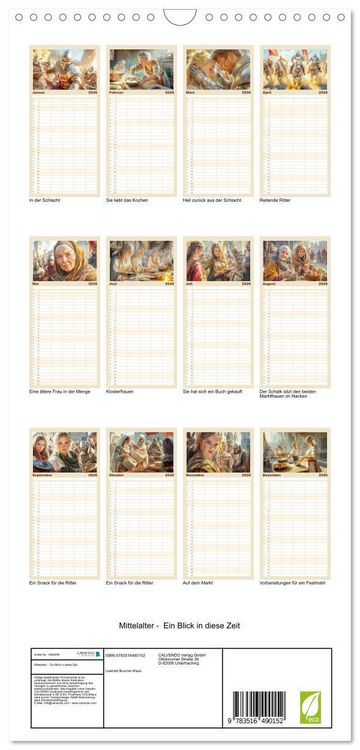 Produktbild: Familienplaner 2026 - Mittelalter - Ein Blick in diese Zeit mit 5 Spalten (Wandkalender, 21 x 45 cm) CALVENDO
