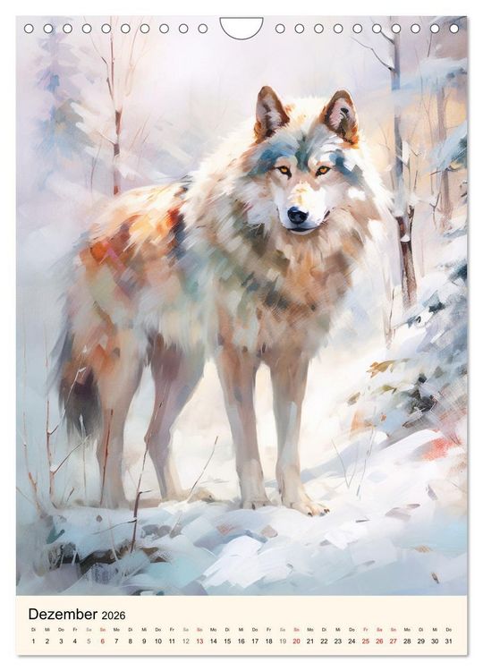 Produktbild: W&ouml;lfe. Zarte Aquarelle von beeindruckenden Tieren (Wandkalender 2026 DIN A4 hoch), CALVENDO Monatskalender