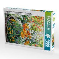 Produktbild: CALVENDO Puzzle Orange Tulpen im Weidenkorb umgeben von Hornveilchen | 1000 Teile Lege-Gr&ouml;&szlig;e 64x48cm Foto-Puzzle f&uuml;r gl&uuml;ckliche Stunden