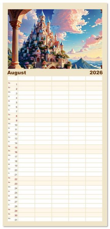 Produktbild: Familienplaner 2026 - Reise in einer M&auml;rchenwelt mit 5 Spalten (Wandkalender, 21 x 45 cm) CALVENDO