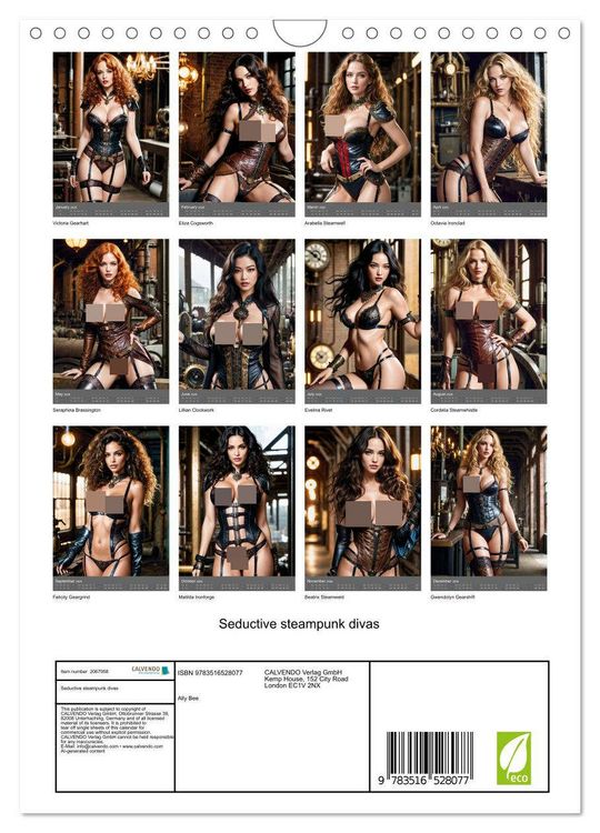 Produktbild: Seductive steampunk divas (Wall Calendar 2026 DIN A4 portrait), CALVENDO 12 Month Wall Calendar