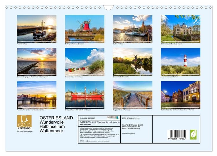 Produktbild: OSTFRIESLAND Wundervolle Halbinsel am Wattenmeer (Wandkalender 2027 DIN A3 quer), CALVENDO Monatskalender