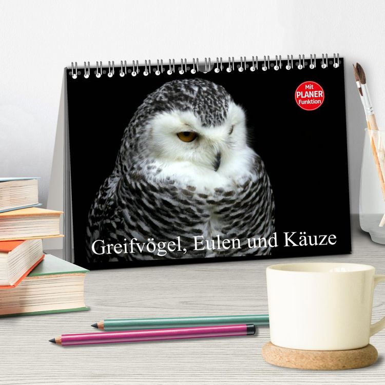Produktbild: Greifv&ouml;gel, Eulen und K&auml;uze (Tischkalender 2026 DIN A5 quer), CALVENDO Monatskalender