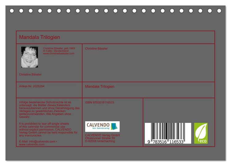 Produktbild: Mandala Trilogien (Tischkalender 2026 DIN A5 quer), CALVENDO Monatskalender