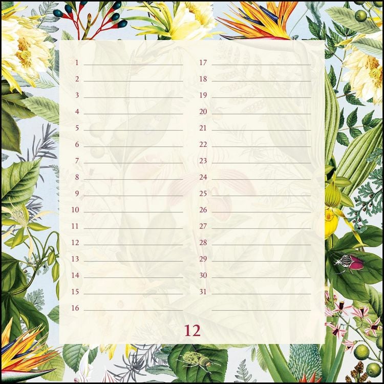 Produktbild: Immerw&auml;hrender Geburtstagskalender floral &ndash; Archive by Portico Designs &ndash; Quadrat-Format 24 x 24 cm