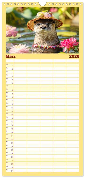 Produktbild: Familienplaner 2026 - Modische Welle im Fischotter-Land. Charme und Stil mit 5 Spalten (Wandkalender, 21 x 45 cm) CALVENDO