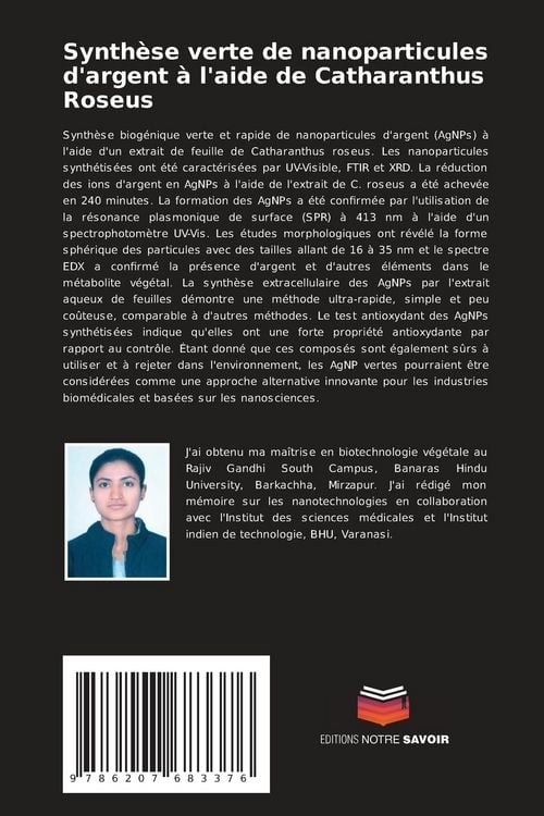 Produktbild: Synth&egrave;se verte de nanoparticules d'argent &agrave; l'aide de Catharanthus Roseus