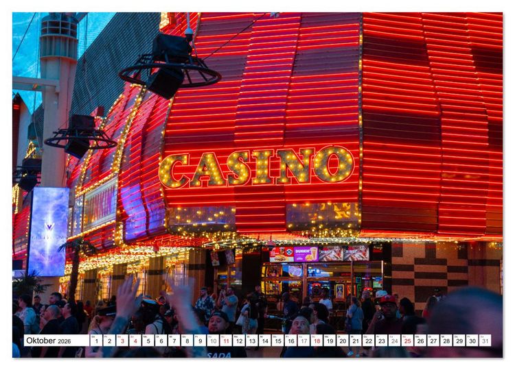 Produktbild: Las Vegas Nightlife - Neonlichter, Casinos und unvergessliche N&auml;chte (Wandkalender 2026 DIN A3 quer), CALVENDO Monatskalender