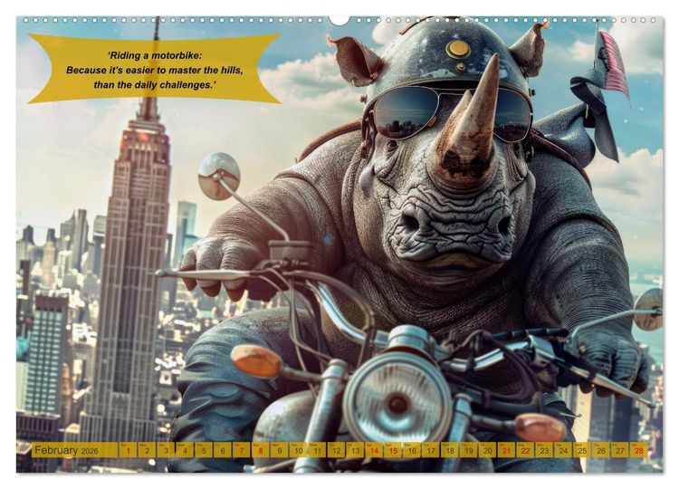 Produktbild: Funny animals as motorbike riders (Wall Calendar 2026 DIN A2 landscape), CALVENDO 12 Month Wall Calendar