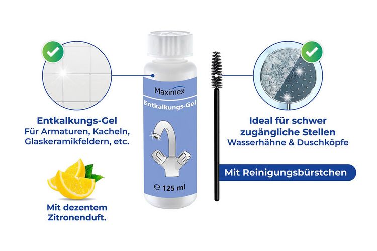 Produktbild: Anti-Kalk-Caps und Entkalkungsgel, 4-teiliges Set, mit frischem Zitrusduft