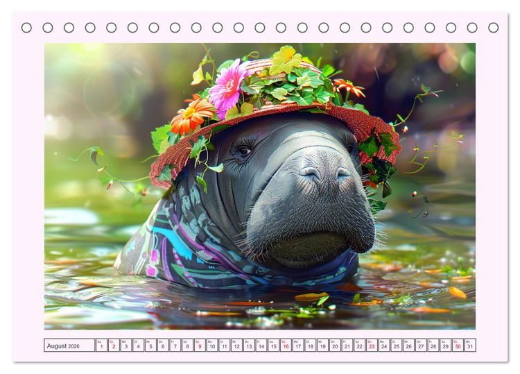 Produktbild: Modische Manatees. Charmante Seek&uuml;he mit Stil (Tischkalender 2026 DIN A5 quer), CALVENDO Monatskalender