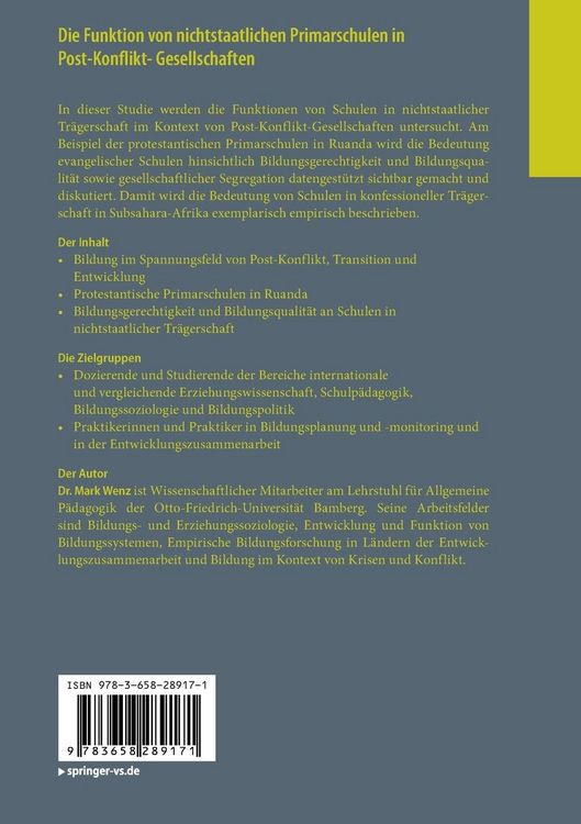 Produktbild: Die Funktion von nichtstaatlichen Primarschulen in Post-Konflikt-Gesellschaften