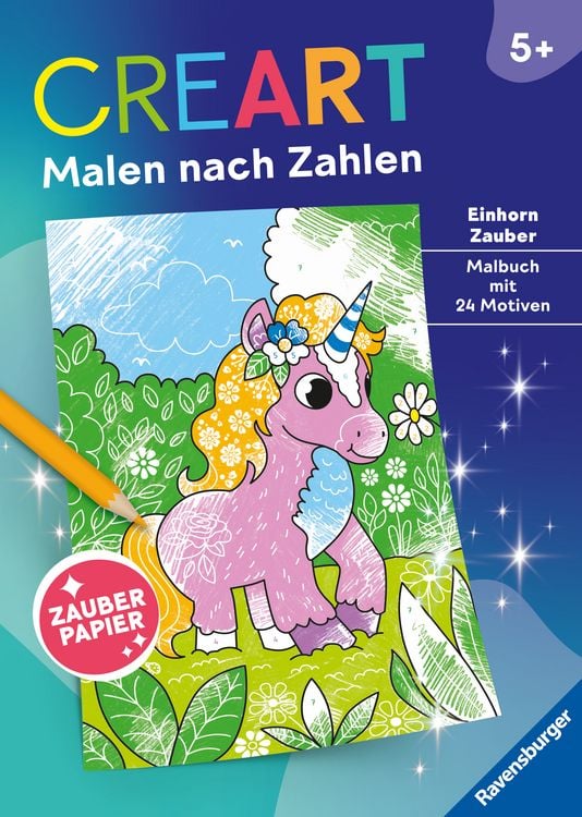 Produktbild: CreArt Malen nach Zahlen ab 5 - Zauberpapier: Einhorn Zauber