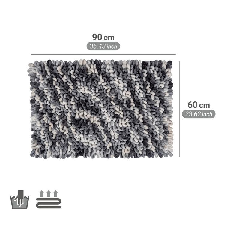 Produktbild: Badteppich Mod. Lerici, grau-blau, Polyester/Baumwolle, 60x90 cm, rutschhemmend beschichteter Rücken