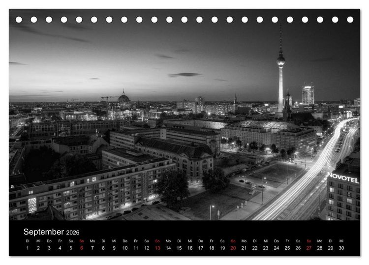 Produktbild: Berlin Monochrome (Tischkalender 2026 DIN A5 quer), CALVENDO Monatskalender