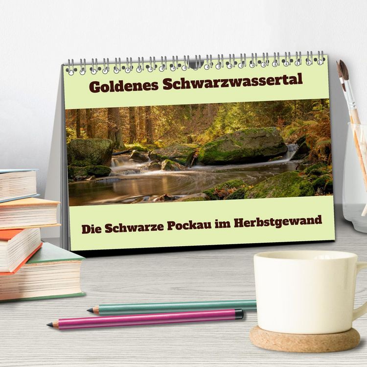Produktbild: Die schwarze Pockau im Herbstgewand (Tischkalender 2026 DIN A5 quer), CALVENDO Monatskalender