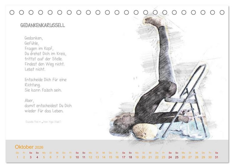 Produktbild: YOGA Inspirationen mit Texten zum Nachdenken (Tischkalender 2026 DIN A5 quer), CALVENDO Monatskalender