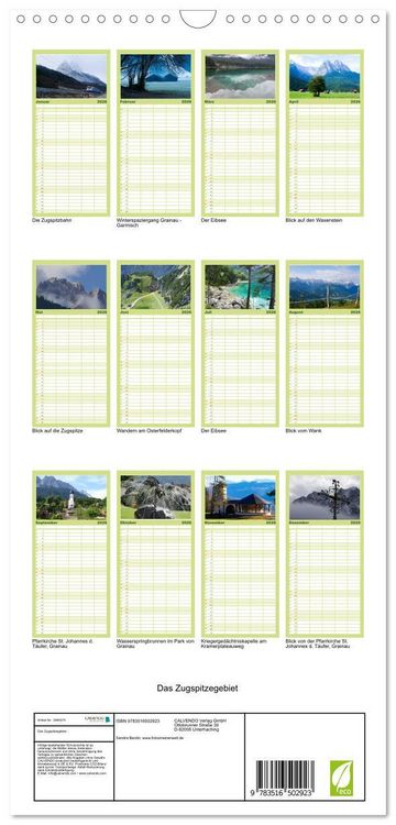 Produktbild: Familienplaner 2026 - Das Zugspitzegebiet mit 5 Spalten (Wandkalender, 21 x 45 cm) CALVENDO