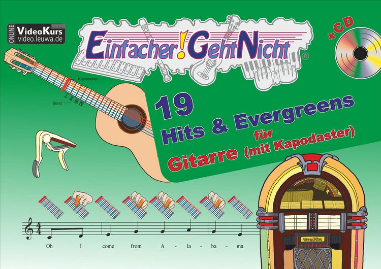 Produktbild: Einfacher!-Geht-Nicht: 19 Hits & Evergreens &ndash; f&uuml;r Gitarre mit Kapodaster incl. CD