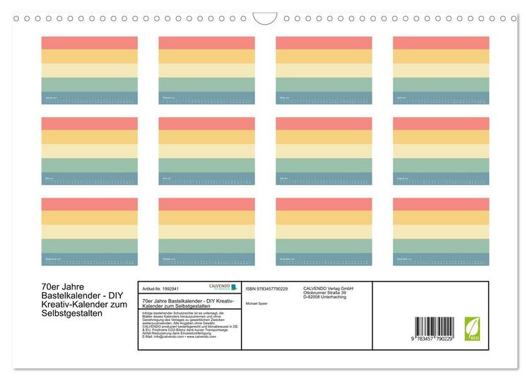 Produktbild: 70er Jahre Bastelkalender - DIY Kreativ-Kalender zum Selbstgestalten (Wandkalender 2026 DIN A3 quer), CALVENDO Monatskalender