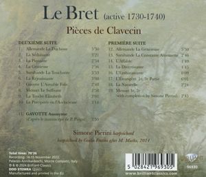 Produktbild: Le Bret:Pieces De Clavecin