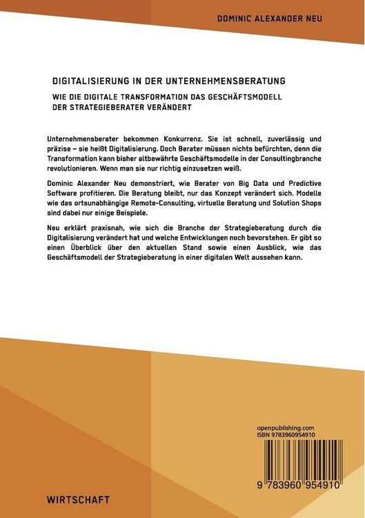 Produktbild: Digitalisierung in der Unternehmensberatung. Wie die digitale Transformation das Gesch&auml;ftsmodell der Strategieberater ver&auml;ndert