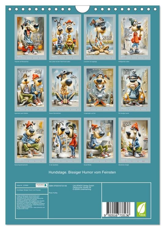 Produktbild: Hundstage. Bissiger Humor vom Feinsten (Wandkalender 2026 DIN A4 hoch), CALVENDO Monatskalender