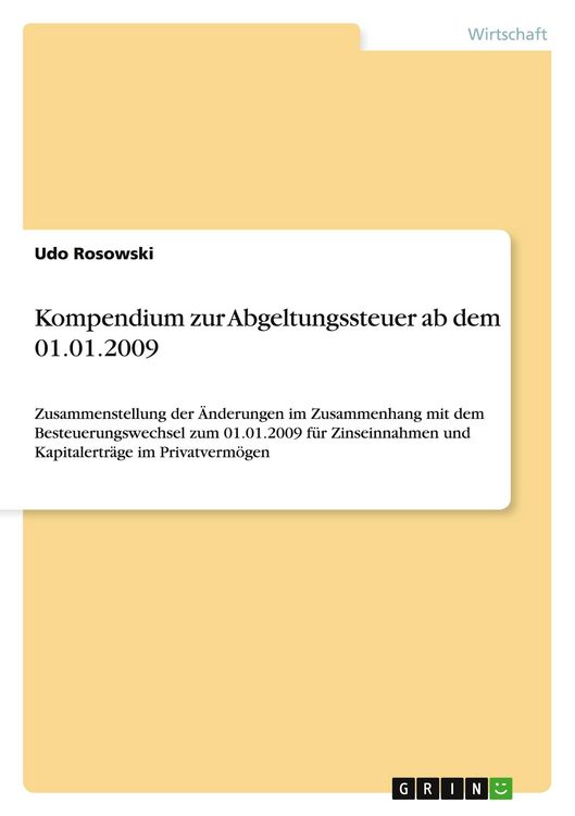 Produktbild: Kompendium zur Abgeltungssteuer ab dem 01.01.2009