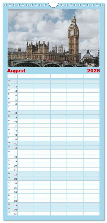 Produktbild: Familienplaner 2026 - London - Die faszinierende Hauptstadt Englands. mit 5 Spalten (Wandkalender, 21 x 45 cm) CALVENDO