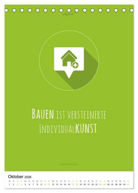 Produktbild: vollgeherzt: Der besondere Kalender f&uuml;r Bauherren mit motivierenden Hausbauzitaten (Tischkalender 2026 DIN A5 hoch), CALVENDO Monatskalender