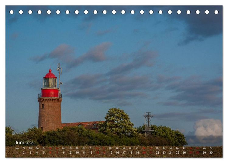 Produktbild: Die sch&ouml;nsten Leuchtt&uuml;rme - Deutsche Ostsee (Tischkalender 2026 DIN A5 quer), CALVENDO Monatskalender
