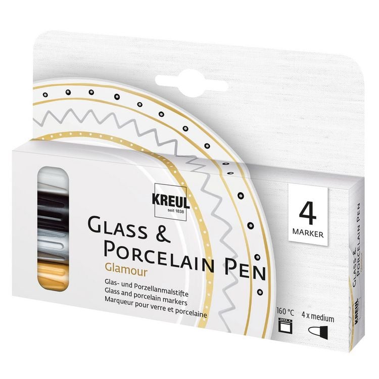 Produktbild: KREUL Glass & Porcelain Pen 4er Set Glamour