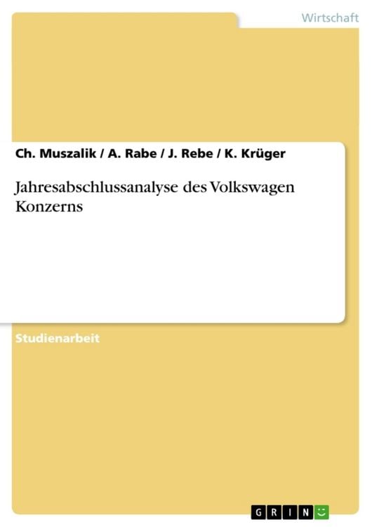 Produktbild: Jahresabschlussanalyse des Volkswagen Konzerns