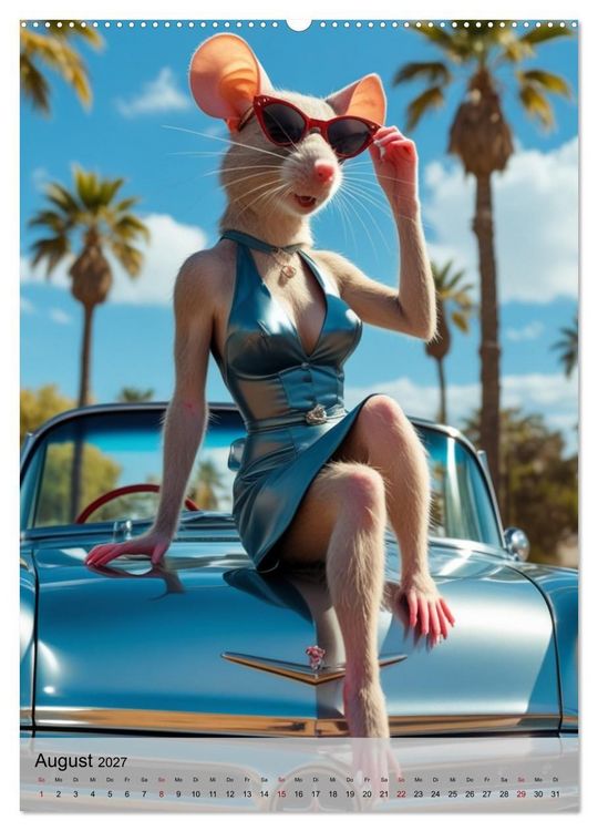 Produktbild: Rattenscharf &ndash; Pelzige Ladys im Pin-up-Stil (hochwertiger Premium Wandkalender 2027 DIN A2 hoch), Kunstdruck in Hochglanz