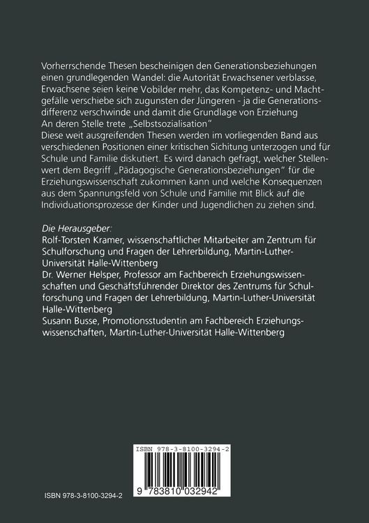 Produktbild: P&auml;dagogische Generationsbeziehungen