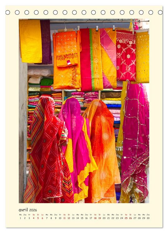 Produktbild: INDE pays aux couleurs &eacute;blouissantes (Calendrier de bureau 2026 DIN A5 horizontal), CALVENDO calendrier mensuel