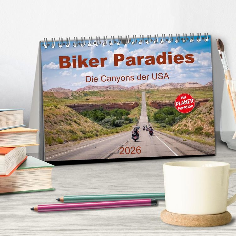 Produktbild: Biker Paradies - Die Canyons der USA (Tischkalender 2026 DIN A5 quer), CALVENDO Monatskalender