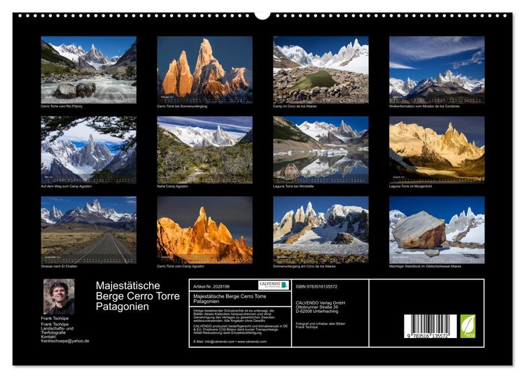 Produktbild: Majest&auml;tische Berge Cerro Torre Patagonien (hochwertiger Premium Wandkalender 2026 DIN A2 quer), Kunstdruck in Hochglanz