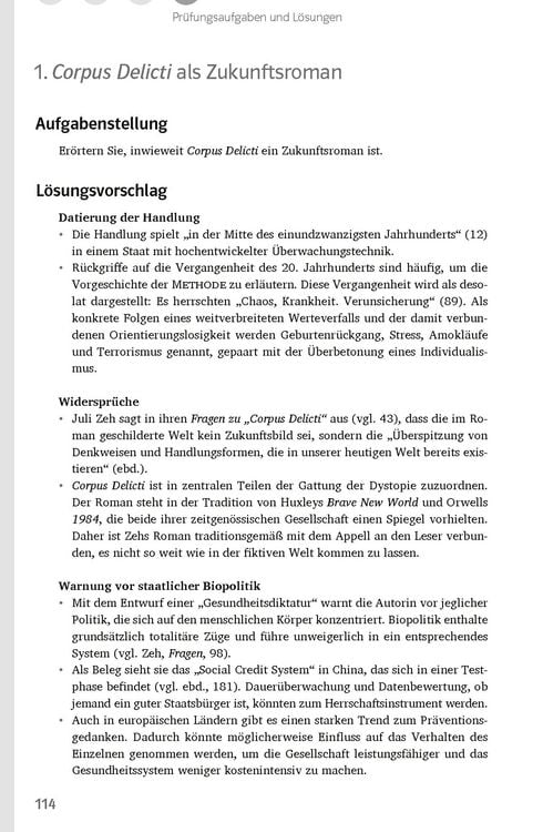 Produktbild: Lekt&uuml;rehilfen Juli Zeh, Corpus Delicti. Ein Prozess