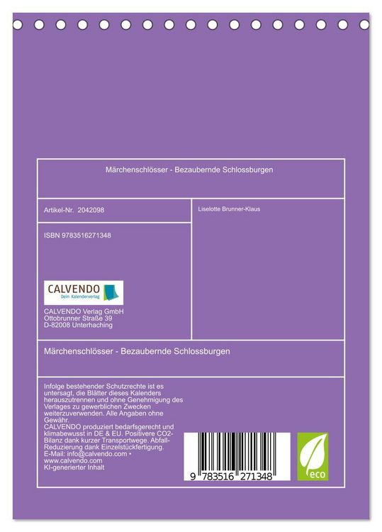 Produktbild: M&auml;rchenschl&ouml;sser - Bezaubernde Schlossburgen (Tischkalender 2026 DIN A5 hoch), CALVENDO Monatskalender