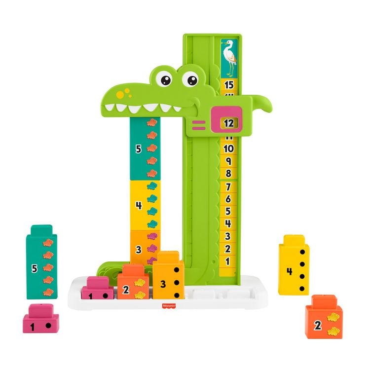 Produktbild: Fisher-Price Mein Zahlen-Krokodil Lernspielzeug mit 10 Stapelbl&ouml;cken f&uuml;r Kleinkinder