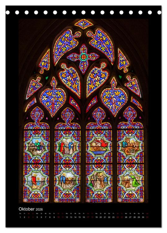 Produktbild: Kirchenfenster - Sakrale Glaskunst (Tischkalender 2026 DIN A5 hoch), CALVENDO Monatskalender