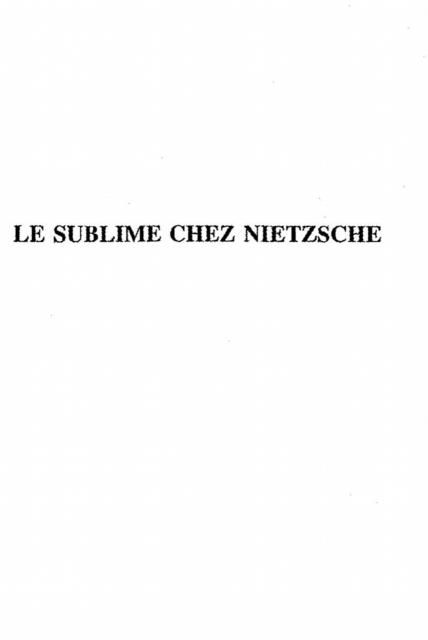 Produktbild: Le Sublime Chez Nietzsche