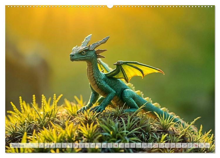 Produktbild: Regenbogenschuppen - Die geheime Welt der magischen Miniatur Drachen (Wandkalender 2026 DIN A2 quer), CALVENDO Monatskalender