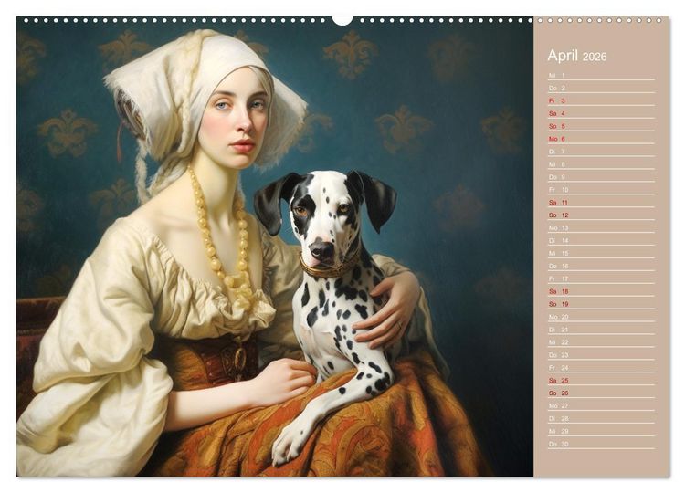 Produktbild: Dame mit Hund (Wandkalender 2026 DIN A2 quer), CALVENDO Monatskalender