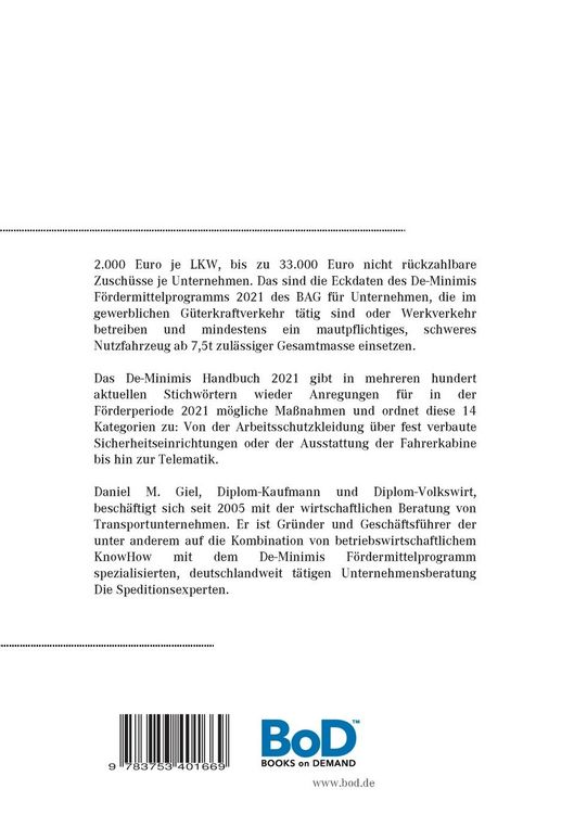 Produktbild: Das De-Minimis 2021 Handbuch