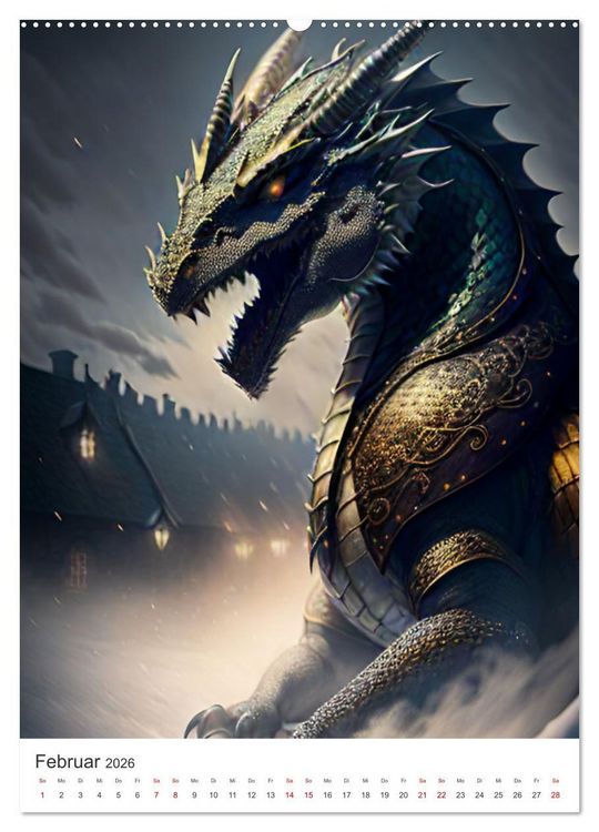 Produktbild: Die Magie der Drachen - Mystisches und Schauriges (hochwertiger Premium Wandkalender 2026 DIN A2 hoch), Kunstdruck in Hochglanz