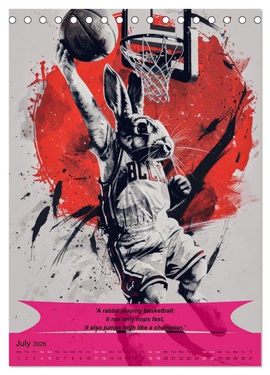 Produktbild: Basketball with funny animals (Desk Calendar 2026 DIN A5 portrait), CALVENDO 12 Month DeskCalendar