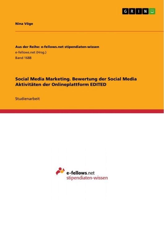 Produktbild: Social Media Marketing. Bewertung der Social Media Aktivit&auml;ten der Onlineplattform EDITED
