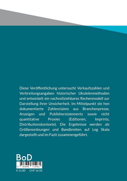 Produktbild: Verkaufszahlen historischer Ukulele-Methoden und deren Unsicherheiten